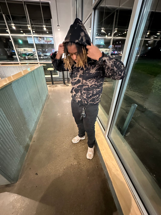 Reverse Dyed Black “Destroyed” Hoodie